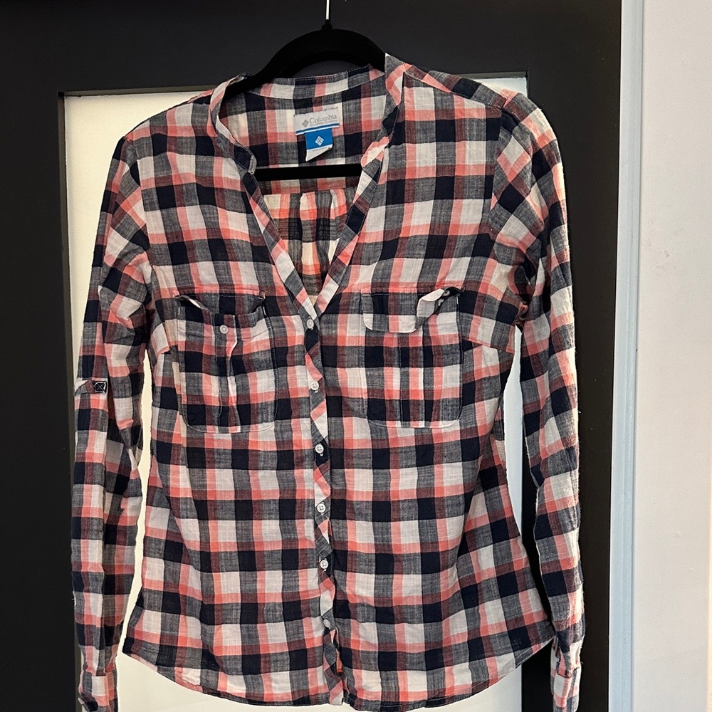 Columbia Checkered Shirt in Pink, Blue, and White